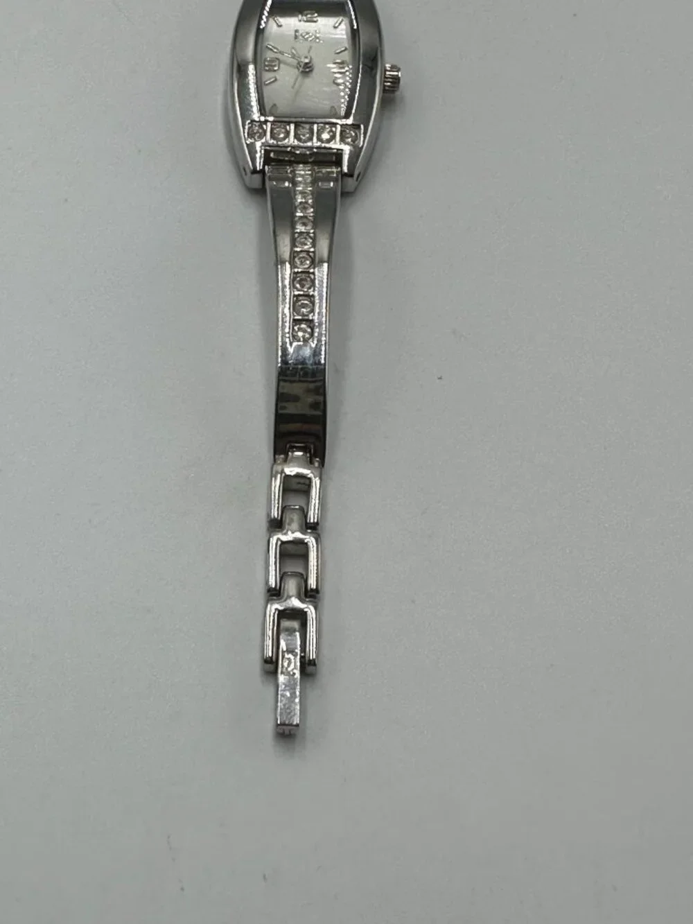 3/$30 L.E.I. Watch Women Silver Tone Barrel Case Rhinestone Accents 7